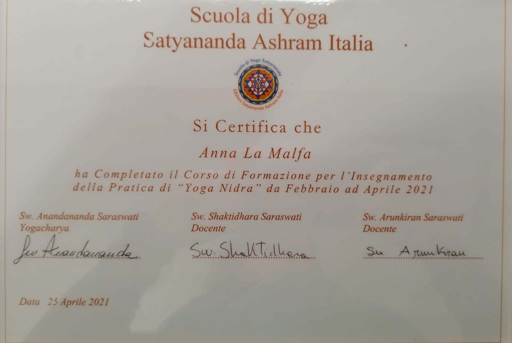 Certificazione Yoga Nidra